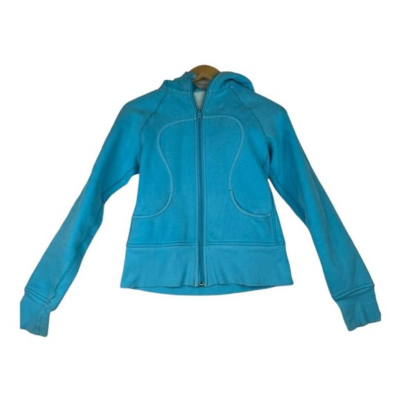 lululemon jacket Powder Blue Hood Pockets Sz 6 - Picture 1 of 7